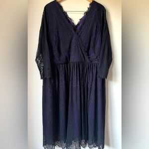 Lane Bryant NWT Purple Black Lace Overlay Dress Size 24